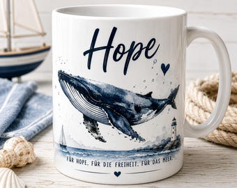 Wal Tasse Hope Timmy – 200 Euro für Robbenzentrum Föhr gesammelt, Keramiktasse Meer Motiv