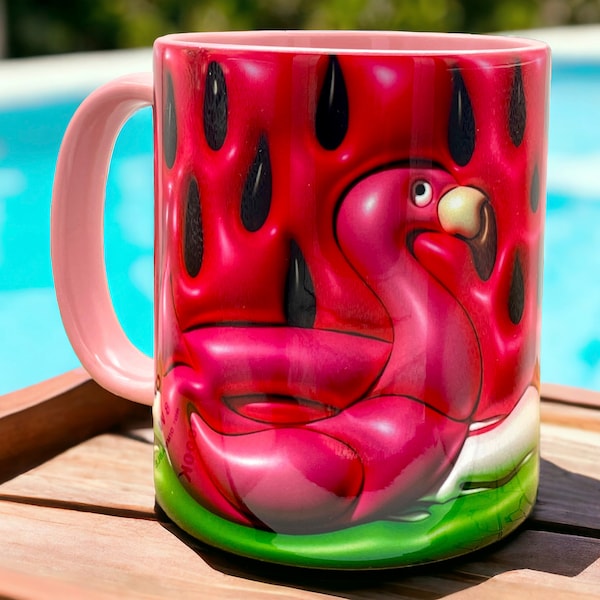 Sommerglück Tasse: Flamingo & Wassermelone, Keramik, 330ml - Der Farbtupfer für jeden Tag | ElilenaShop