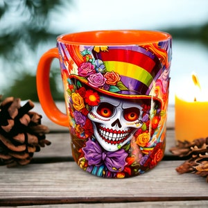 Mug à café Halloween sublimé 330ml avec squelette ou visage de clown