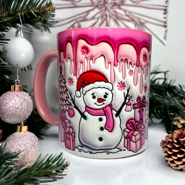 Tasse de Noël bonhomme de neige en look 3D | Idée cadeau ElilenaShop | Tasse en céramique