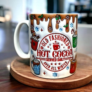 Christmas cup of hot cocoa in 3D look ceramic mug