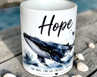 Wal Tasse Hope Timmy – 200 Euro für Robbenzentrum Föhr gesammelt, Keramiktasse Meer Motiv