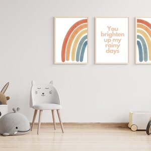 Nursery Neutral Art Print | Pastel boho rainbow quote | Gallery Wall set of 3 | **Digital Download**