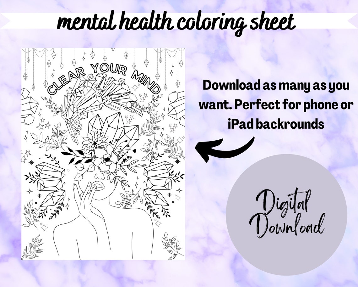 Mental Health Coloring Sheet, Adult Coloring Sheet, Printable Clear ...