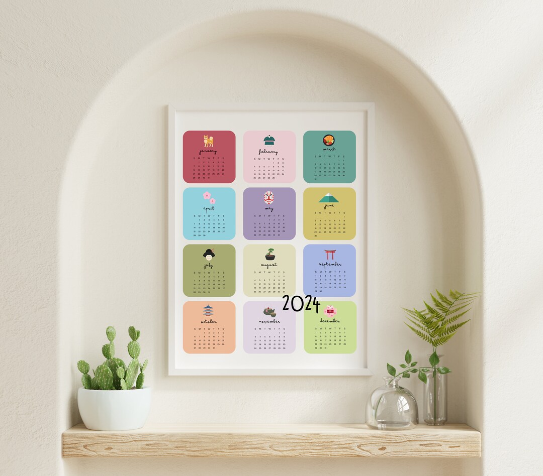 2024 Japan Wall Calendar 2024 Year at a Glance 2024 Wall Etsy