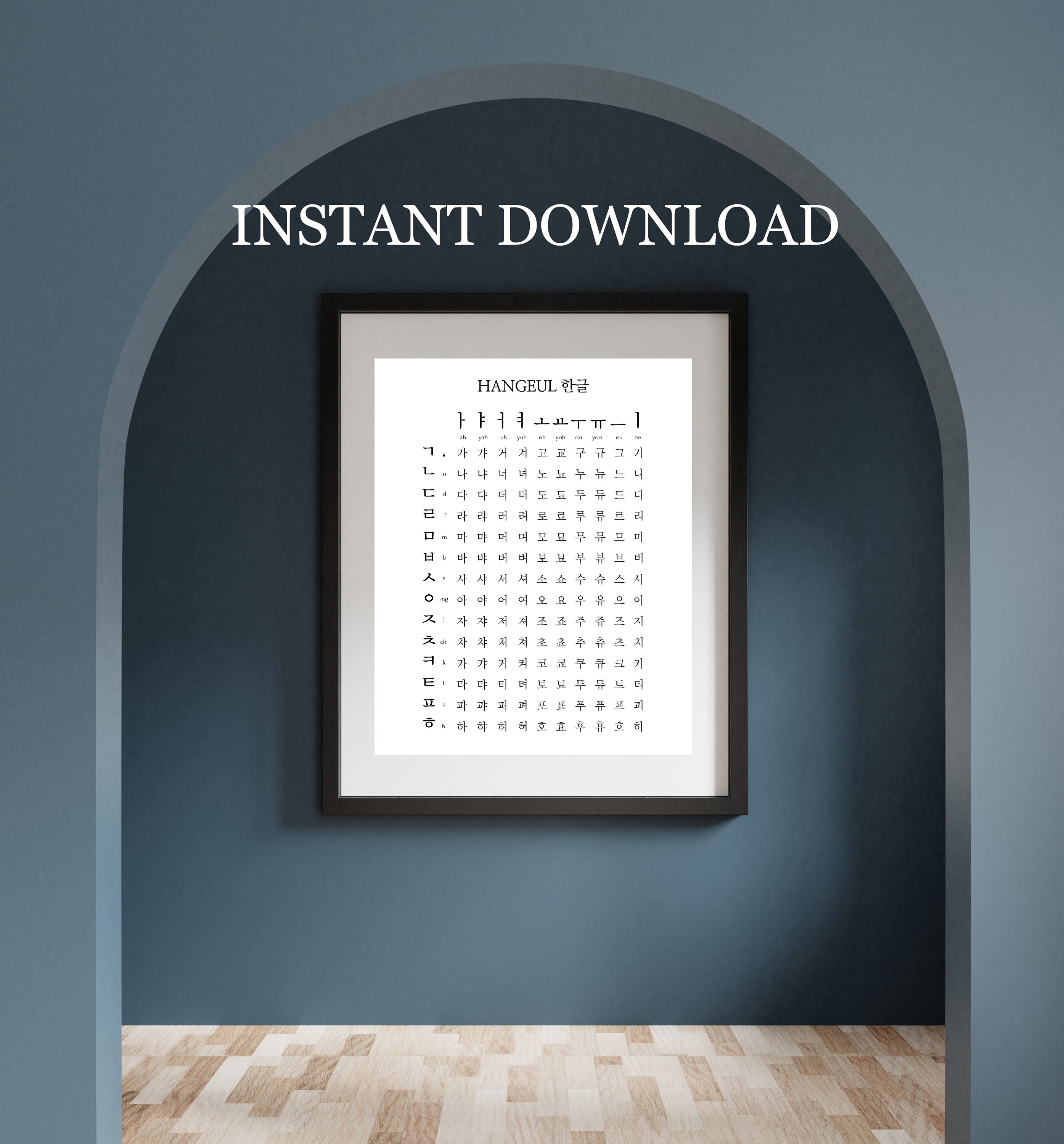 Korean Alphabet Poster, Korean Hangeul, Korean Hangul Poster, Hangeul ...