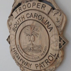 3D V CARVED - Personalized South Carolina State Trooper Police Badge V Carved Wood Sign