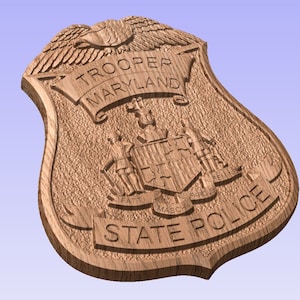 3D V CARVED - Personalized Maryland State Police Badge V Carved Wood Sign