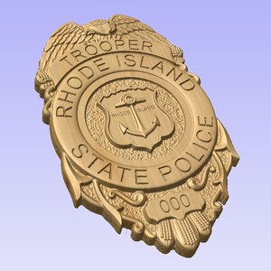 3D V CARVED - Personalized Rhode Island State Police Badge V Carved Wood Sign