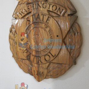 Washington State Patrol Police Officer Badge - 3D V CARVED - Personalized Police Badge V Carved Wood Sign