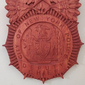 City of New York Deputy Chief Badge - 3D V CARVED - Personalized Police Badge V Carved Wood Sign