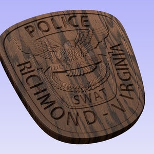 Richmond Police Officer SWAT Patch - 3D V CARVED - Personalized Police Patch V Carved Wood Sign