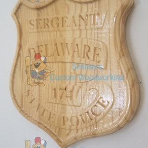 3D V CARVED - Personalized Delaware State Trooper Police Badge V Carved Wood Sign