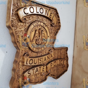 3D V CARVED - Personalized Louisiana State Police Trooper Sergeant Badge V Carved Wood Sign