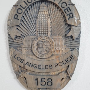 New Improved Design!! LAPD - Los Angeles Police Personalized Police Badge 3D V Carved Wood Sign
