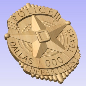 New custom dallas police officer badge  - personalized badge 3d v carved wood sign
