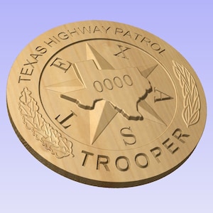 3D V CARVED - Personalized Texas Highway Patrol State Trooper Police Badge V Carved Wood Sign