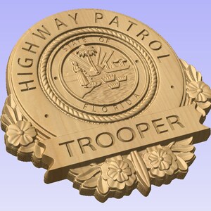 3d v carved - personalized florida highway patrol  police badge v carved wood sign