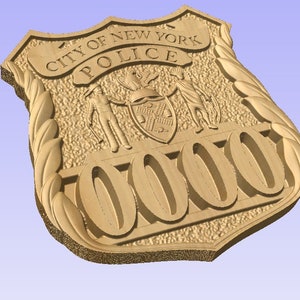 Custom NYPD Police Badge 3D V Carved Wood Sign