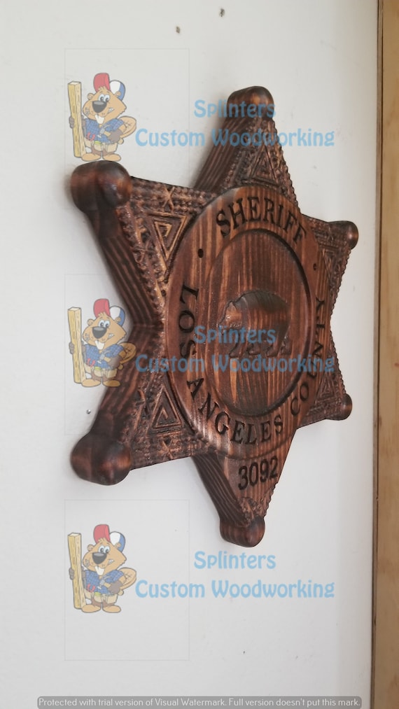 Personalized Los Angeles Sheriff Badge 3D V Carved Wood Sign Etsy