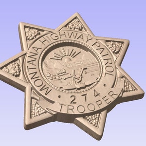 Montana highway patrol trooper badge - personalized police badge v carved wood sign