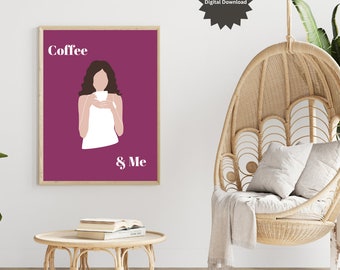 Coffee Wall Print Purple Coffee Wall Art Feminine Wall Decor Coffee Bar Wall Art Coffee Housewarming Gift