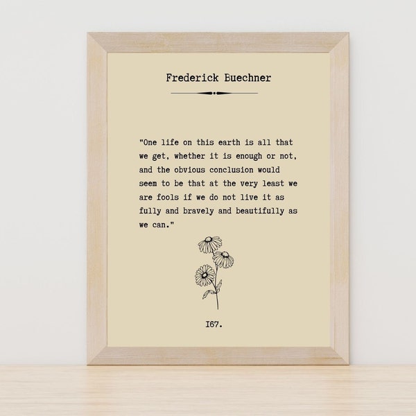 Frederick Buechner Digital Print, Book Quote Print, Wall Art, Inspirational Book Quote, Digital Download