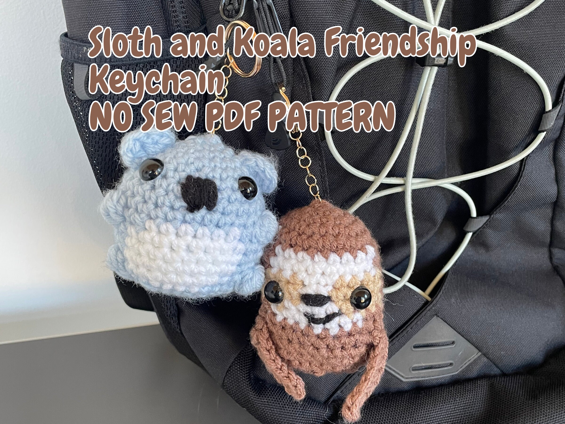 NO SEW Perezoso y Koala Crochet Amistad Llavero Patrón PDF / Patrón Amigurumi amigable para principiantes / Animales australianos / Regalo de amistad