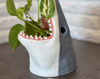 Great White Shark Planter | Realistic Multicolor Aquatic Home Decor