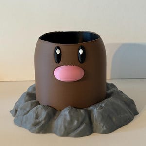 Diglett Planter Pokémon Inspired | Cute Succulent Pot | 3D Printed Multicolor Plant Pot | Anime Desk Decor | Gift for Pokémon Fan