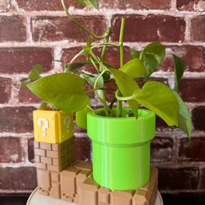 Mario warp pipe/question block planter w removable pots