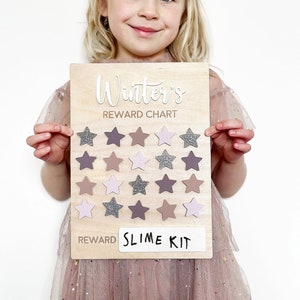 Personalised reusable wooden star reward chart/ personalised behaviour chart with removable velcro stars