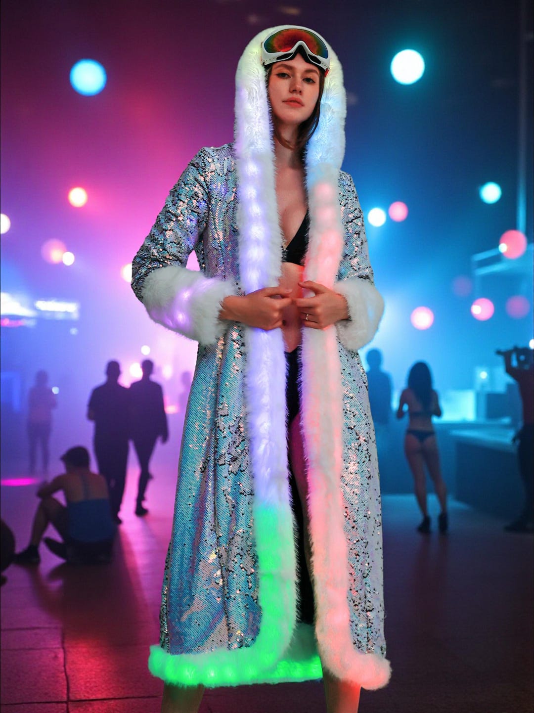 Unisex LED Light up Faux Fur Coat - Rave Festival Jacket - Etsy