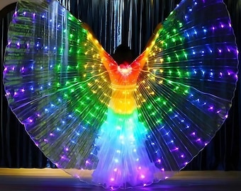 Alas luminosas LED para fiesta rave: capa de mariposa iluminada para festivales y espectáculos. Tamaño para niños y adultos.