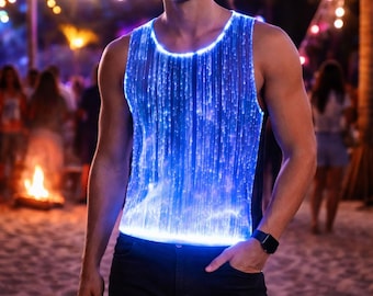 Chaleco luminoso de fibra óptica, camiseta LED que cambia de color para fiesta rave, ropa estilo Y2K