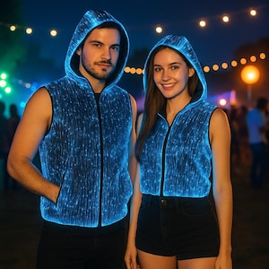 Unisex LED-optisk fiberhuvtröja: Rave, festival, scenkläder