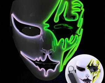 Máscara de purga LED: Cosplay luminoso, fiesta rave, Halloween y terror