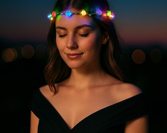 Coronas de flores con luz LED: accesorios para el cabello para fiestas y bodas.