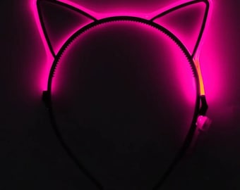 Diadema con orejas de gato LED: accesorio de neón con luces de 7 colores para fiestas