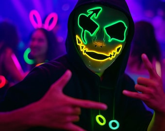 Máscara de purga LED: Cosplay luminoso, fiesta rave, Halloween y terror