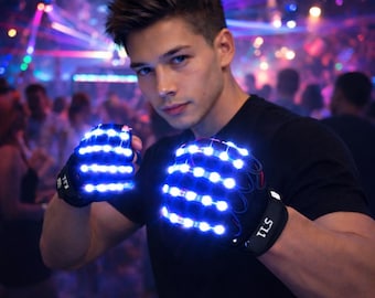 Guantes con luz LED: Guantes sin dedos multicolores para cosplay rave