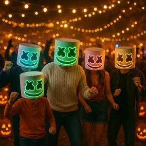 Halloween LED DJ Mask – Life like Style Helmet, Breathable EVA, Durable Cosplay Party Prop for Carnival, Festivals & Stage