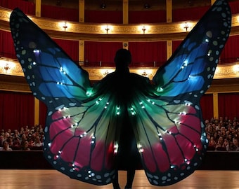 Alas de mariposa LED de colores: disfraz para festival rave con control remoto