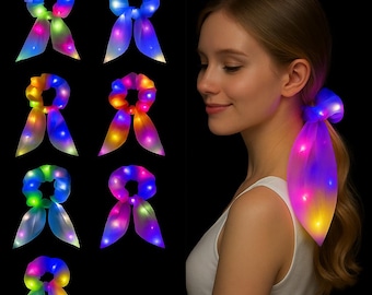Coleteros de satén con luz LED: Coleteros de satén brillantes - Fiestas y festivales