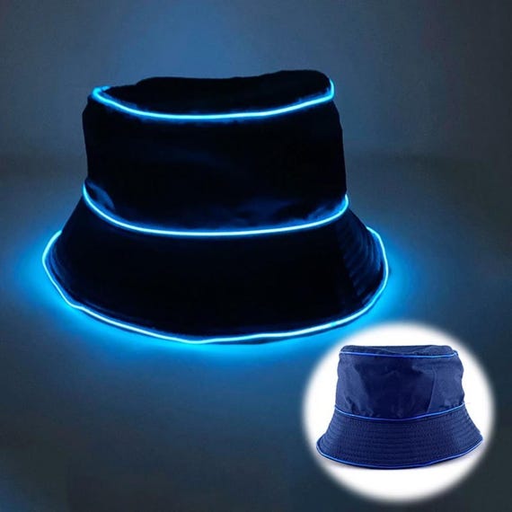 Glow in the Dark EL Wire Bucket Hat – Solid Color Light-up
