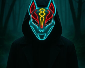 Máscara de zorro de anime: máscara de cosplay japonesa para Halloween, fiestas y juegos.