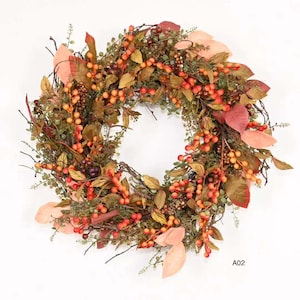 26-Inch Autumn Harvest Berry Wreath – Rustic Fall Decor, Front Door Wreath, Wreath for Fall, Autumn Wreath, Thanksgiving Wreath