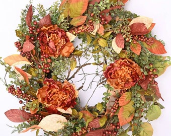 24 inch Fall Wreath, Front Door Wreath, Wreath for Fall, Autumn Wreath, Thanksgiving Wreath, Autumn Door Wreath,
