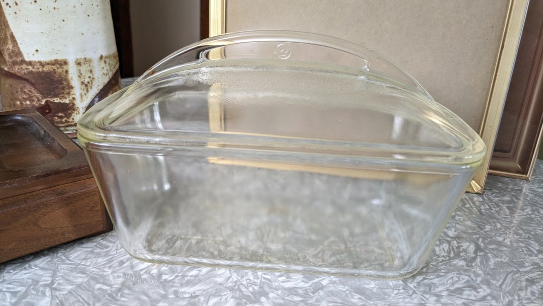 Vintage Clear Glass Dutch Oven With Lid Etsy