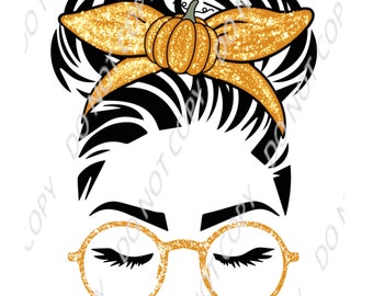 Messy Bun  Pumpkin Queen PNG Digital Download